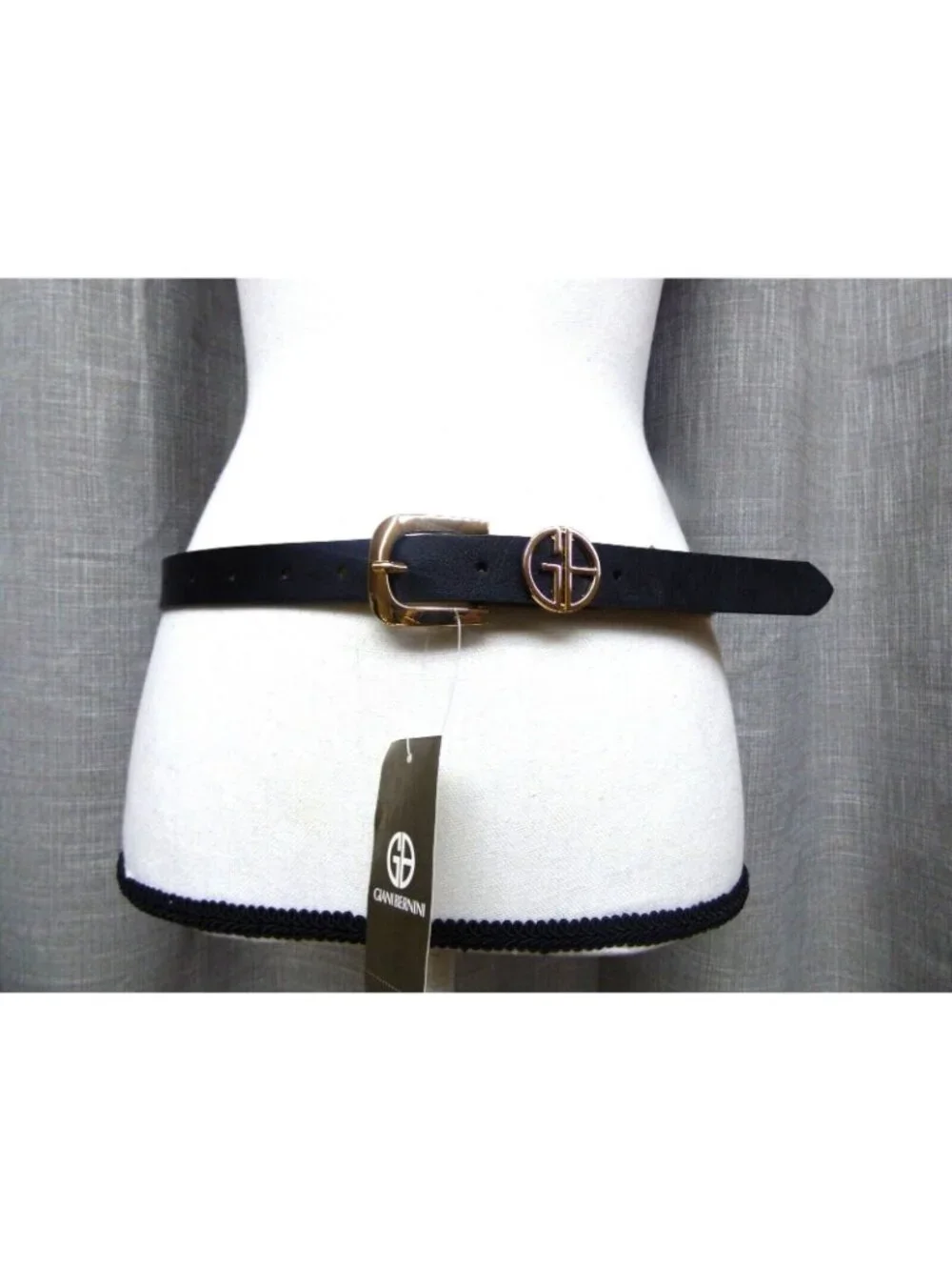 Giani Bernini Logo Keeper Belt, 1” wide, Faux-leather, Black